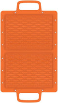 Large Silicone Grill Mat, Heat Resistant Non-Slip BBQ Mat, Foldable Grill Side Shelf Pad with Snap Buttons, Food-Grade, Convertible Storage Bag for BBQ Utensils & Accessories, Orange by YOUCHNEGZHIFAN
