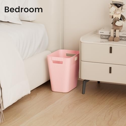 JOYMOOP Slim Trash Can 3-Pack, 2.2 Gallon Plastic Wastebasket for Bathroom, Bedroom, Office, Kitchen with 4 Rolls Bags, Pink - Image 6