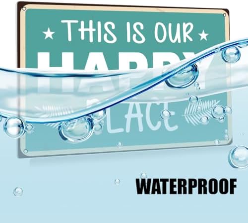 BEASTZHENG Porch Sign Farmhouse Porch Decor Welcome Tin Signs Outdoor Wall Art For Patio Camper Hot Tub 8x12 Inches - This is Our Happy Place - Image 3