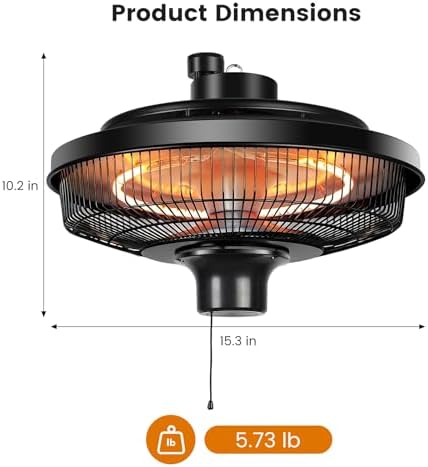 Fanspex 1500W Electric Ceiling Heater for Home, Patio, Gazebo & Greenhouse - Image 2