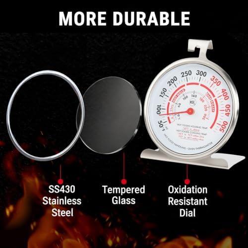Oven Thermometer 3.23" Dial 50-500°F, NSF Food Safety Zones 2-Pack - Image 5