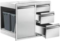 Outdoor Kitchen Door Drawer Combo Cabinet, 28"x22"x19.5" Left Trash Drawer Combo Cabinet & Built-in Triple Drawers for Patio Grill Station, Outdoor Kitchen Island (Drawer and Left Trash Drawer Combo) by Unknown