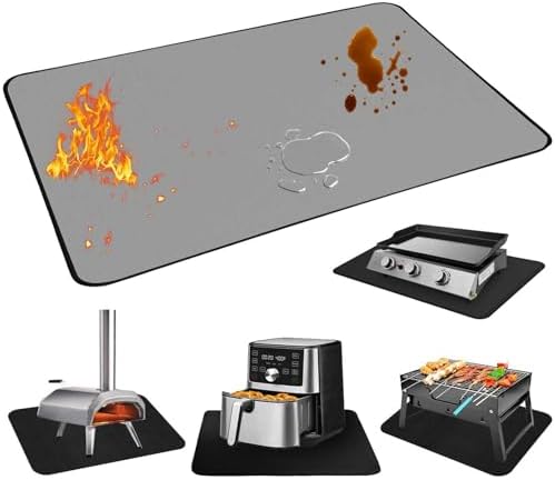 Heat Resistant Mats for Countertop and Grill Table, Fireproof Grill Mats for Outdoor Grill, Under Griddle BBQ Mat, Portable Charcoal Grill, Air Fryer, Gas Grill,Gray,24 x 31 inch by Unknown