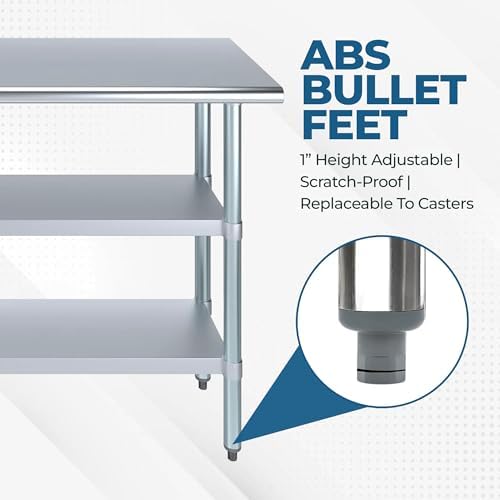 72" x 18" Stainless Steel Work Table with 2 Adjustable Undershelves NSF - Image 5