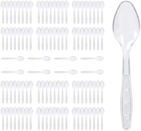 Clear Plastic Spoons Heavy Duty, Disposable Party Supplies 104 PCS by FUEVING