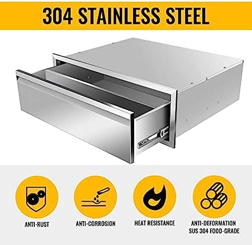 Outdoor Kitchen Drawers, Triple BBQ Drawers Stainless Steel Built-in Drawer For Outdoor Kitchen Island, Patio Grill Station,Single Drawer - Image 3