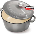 MUELLER HOME 7.5 QT Enameled Cast Iron Dutch Oven, Heavy-Duty, Oven-Safe up to 500° F & Across All Cooktops, Casserole Dish and Braiser Pan with Lid and Stainless Knob, Grey by MUELLERHOME