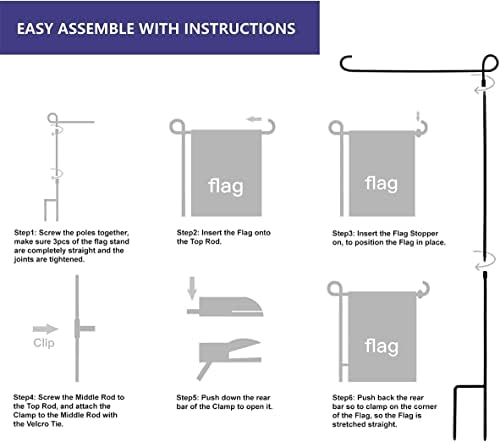 YEAHOME 3PC Garden Flag Holder Stand, Weather-Proof Yard Flag Pole Black Metal Powder-Coated Flagpole with Tiger Clip and Rubber Stopper for Garden Flags Outdoor Decorations - Image 6