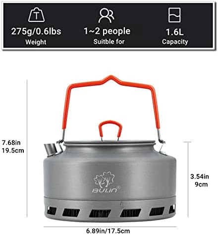Bulin Camping Kettle, 1.6L Heat Exchange Camp Portable Tea Coffee Pot - Image 2