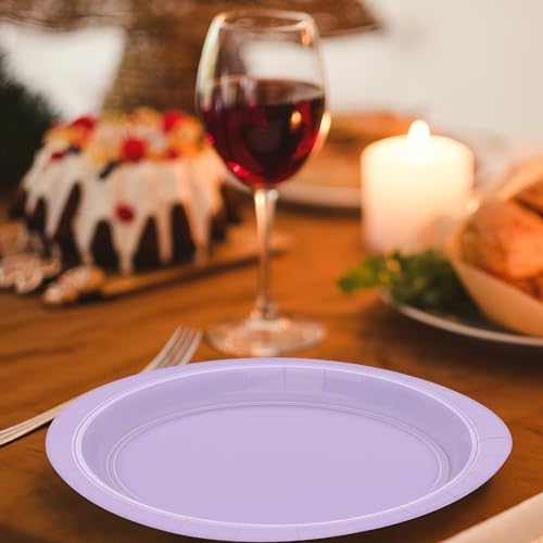 QZYL 50 Count Lavender Paper Plates 9 Inches Round Purple Disposable Plates - Image 5