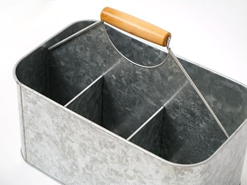 Plexon Metal Utensil Caddy With Handle - Farmhouse Kitchen Utensil Holder - Image 2