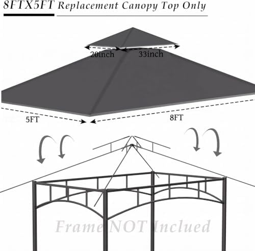 5' x 8' Grill Gazebo Replacement Top for L-GG001PST-F, Dark Gray - Image 3