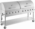 Commercial Stainless Steel Outdoor Liquid Propane Grill with Dual Roll Dome Lids, 72" Cooking Surface, 10 Burners, 160,000 BTU, for Restaurant Patio, Resort, Catering, Outdoor Kitchen, Hotel by Krollen+Industrial