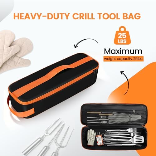 Grill Tool Storage Bag for Outdoor Barbecue, 20 in, Black, Flip-Top - Image 5