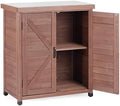 Outdoor Storage Cabinet with Metal Tabletop, Cedar Wood Garden Workstation by MederlaOutdoorLiving