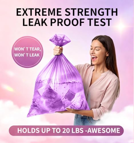 Medium 8 Gallon Trash Bags Unscented, 0.94 Mil, Purple, 150 Count - Image 6