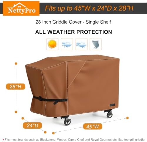 NettyPro Griddle Cover for Blackstone 28" Griddle with Single Shelf, Brown - Image 6