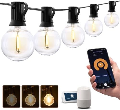 XMCOSY+ Patio Lights, Smart 50Ft Outdoor String Lights with 25 G40 Bulbs by XMcosy