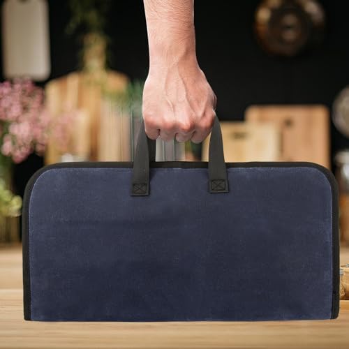 7 Slots Cutlery Chefs Knife Roll Bag Storage Case Mens Travel Blue - Image 5