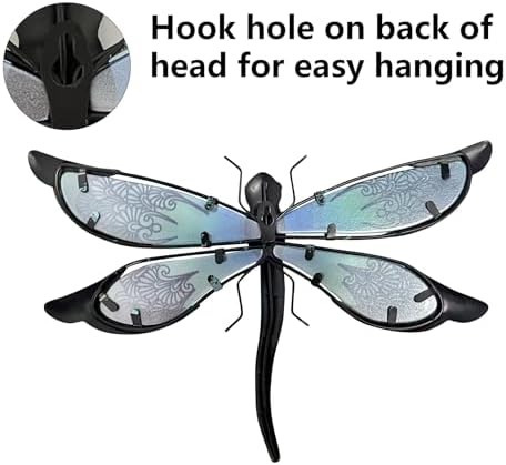LIFFY Glass Metal Dragonfly Wall Decor Pair - Outdoor Wall Art for Garden and Home - Hanging Decor Gifts for Women, Light Blue - Image 5