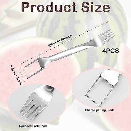 4 Pcs Watermelon Fork Slicer Cutter, Stainless Steel 2-in-1 Watermelon Fork Slicer, Portable Watermelon Fork Watermelon Cutter Slicer Tool Fruit Forks Slicer for Home Party Camping Kitchen Gadget - Image 7