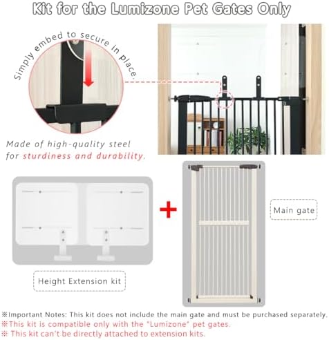 Lumizone Pet Gate Height Extension Kit 13.4" H Black - Image 3