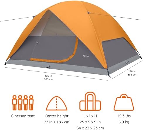 Amazon Basics Camping Tent, 3-Season Dome Design with Rainfly - Image 5