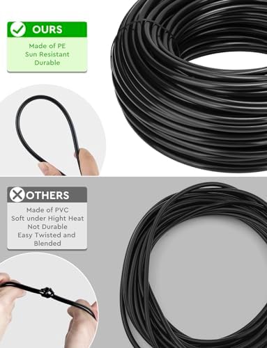 Drip Irrigation System, 40FT 1/2" Mainline & 100FT 1/4" Tubing, with Adjustable Drip Emitters Misting Sprinkler, Efficient Sprinkler System Kit for Flower Bed, Raised Bed, Greenhouse, Lawn - Image 3
