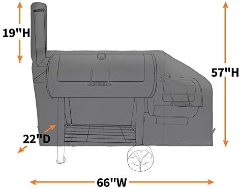 i COVER 66 Inch Offset Smoker Cover, 600D Pellet Grill Cover, Heavy Duty BBQ Smoker Cover, Waterproof Patio Outdoor Canvas Barbecue Cover for Landmann Brinkmann Charbroil Chargriller - Image 3