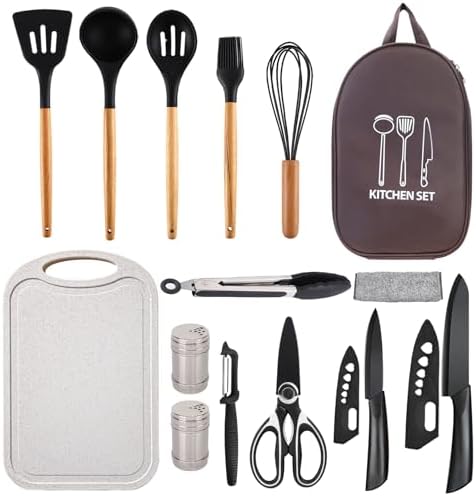 Silicone Camping Cooking Set Car Camping Essentials Cooking Kitchen Set, RV Camping Cookware Must Haves Gifts Camping Cooking Essentials, Camp Cooking Set for Travel Hiking Picnic by Pansyling