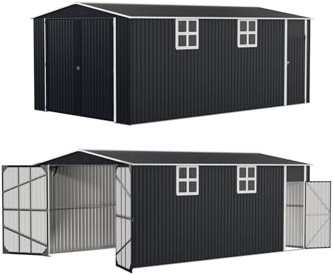 AirWire 12x20 FT Metal Storage Shed, Black - Image 3