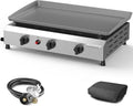 3 Burner BBQ Flat Top Grill, 25.6 Inch Stainless Steel Portable Detachable Gas Griddle, 30,000 BTU Propane Griddle for Camping by ADREAK