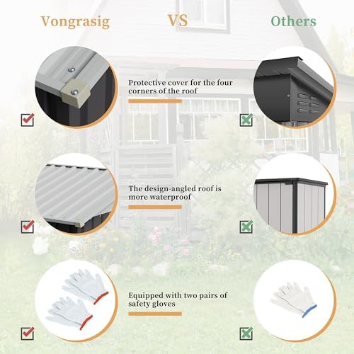 Vongrasig 5x3 FT Outdoor Storage Shed with Window & Lockable Door - Image 7