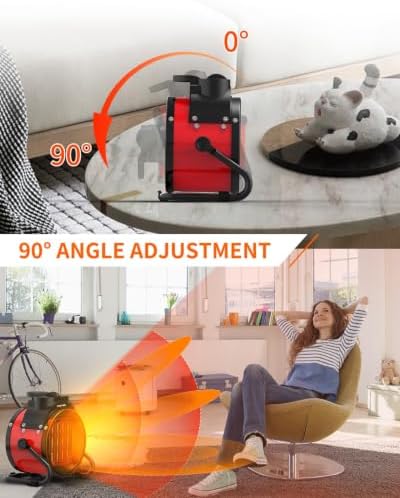 Buyplus Electric Space Heater - Outdoor Heater with Super Long Cord, Overheat Protection, Heaters Heat Up in 2 Seconds, 3 Modes, Small Fan Heater Tent Ceramic Space Heater for Patio, Red - Image 4