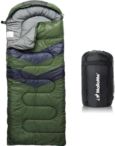 MalloMe Sleeping Bags for Adults Cold Weather & Warm - Backpacking Camping Sleeping Bag for Kids 10-12, Girls, Boys - Lightweight Compact Camping Essentials Gear Accessories Hiking Sleep Must Haves by MalloMe