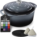 Zulay Kitchen 7.7 Quart Enameled Cast Iron Dutch Oven Pot with Lid – Premium Durability & Oven Safe up to 500°F – Heavy Duty Cookware Perfect for Bread Baking, Stews, Braising & Roasting – Gray by ZulayKitchen