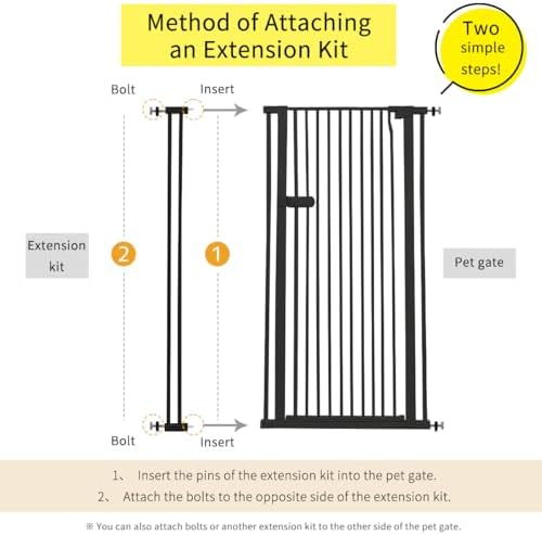 Lumizone Extra Tall Cat Gate Extension Kit 55.12" High 4.13" Wide Black - Image 2