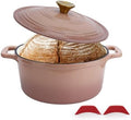 Enameled Cast Iron Dutch Oven with Lid&Silicone Grip, Round Casserole Pot for Bread Baking, Braising, Roasting,Stews,Heavy-Duty Baking Pan,Oven Safe, Induction Compatible (4.7QT,Mocha) by TASTEDELI