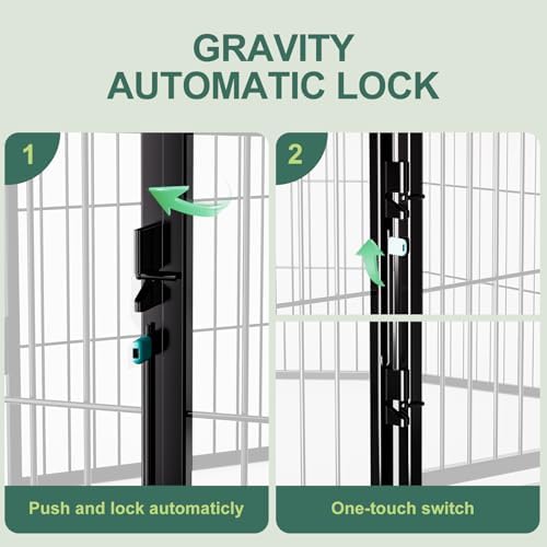 Gardner Pet Dog Playpens, 24" H 8 Panels Dog Pen Outdoor/Indoor Dog Fence Exercise Pen for Small/Medium Dogs, Foldable Pet Play Yard Gate with Gravity Automatic Lock, Pet Playpen, Black - Image 5