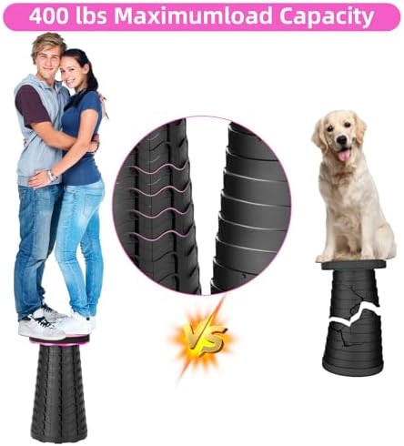 Qiguet Collapsible Folding Chair - Upgraded Portable Chair with 400lbs Load Capacity, Perfect for Camping, Fishing, Hiking - Folding Stool with Carrying Straps, Gifts for Fisherman (Pink) - Image 4