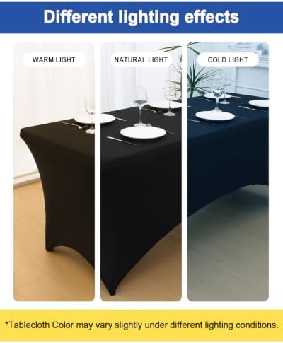 Smiry 2 Pack Spandex Table Cloth 6FT, Elastic Fitted Black Tablecloth - Image 7