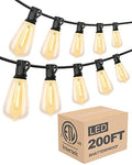 Lightdot 200FT Outdoor String Lights, LED Bistro String Lights with Shatterproof ST38 Vintage Bulbs, 2200K Dimmable, Waterproof Hanging Lights for Porch, Deck, Garden, Backyard, Balcony - ETL Listed by LightdotLighting