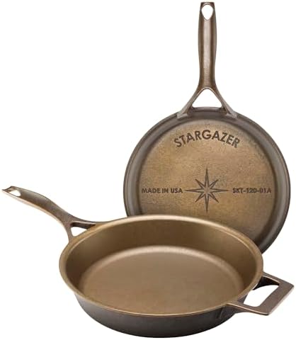 Stargazer 12-Inch Cast Iron Skillet | Made in USA, Seasoned, Premium Frying Pan for Grilling, Searing, Baking & More – Durable Cast Iron with Smooth Cooking Surface by Stargazer