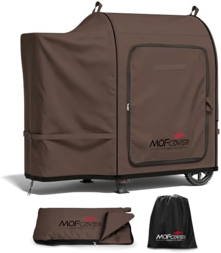 Foldable Grill Cover for Traeger 20 Series Wood Pellet, Waterproof 600D Heavy Duty Wood Pellet Smoker Cover, Fade＆Tear Resistant Pellet Grill Cover for Recteq 340 Grills Junior,Coffee by Unknown