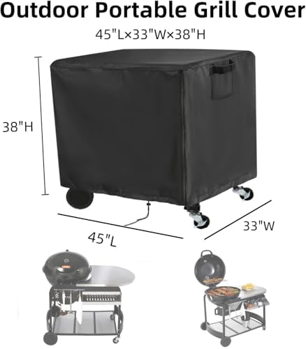 Outdoor Grill Cover for Weber 22 Inch Performer Charcoal, Waterproof Heavy Duty Smoker BBQ Grill Cover for VEVOR 22 Inch Portable Grill with Cart - 45" L×33" W×38" H - Image 2