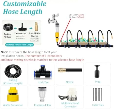 Outdoor Garden Misting Cooling System with Bendable Brass Nozzles - Image 2