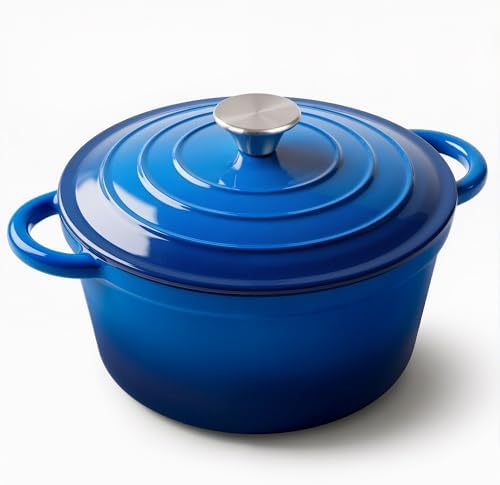 Miereirl 4.5 Quart Enameled Dutch Oven Pot with Lid, Cast Iron Dutch Oven with Dual Handles for Bread Baking, Cooking, Non-stick Enamel Coated Cookware (Dark Blue) by Miereirl