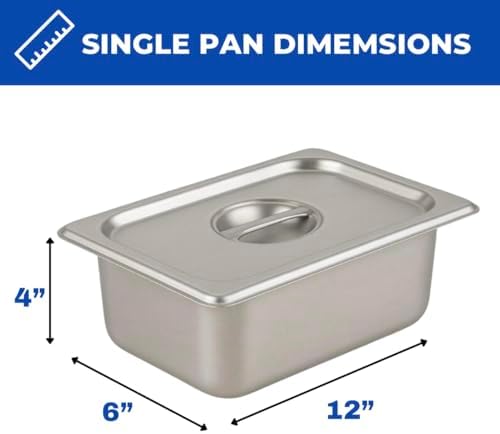 5 Pan Steam Table Food Warmer Cart | Heavy Duty Commercial Stainless Steel | Portable 4 Wheels | Outdoor Propane | 3 Condiment Containers | 8 Total Standard 1/3 Pans (12” x 6” x 4”) | CSA Approved | Catering, Home, and Backyard Use - Image 3