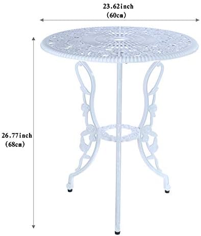 C/G 3-Piece Bistro Set - Outdoor Patio Table Set, Anti-Rust Cast Aluminum, White - Image 2