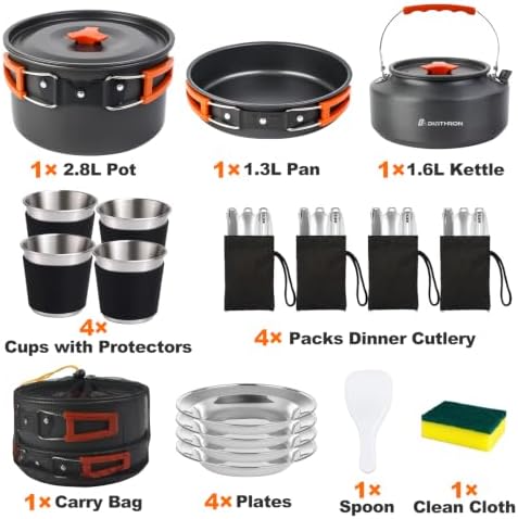 30-Piece Camping Cookware Set with 1.6L Kettle for 4 People - Image 2